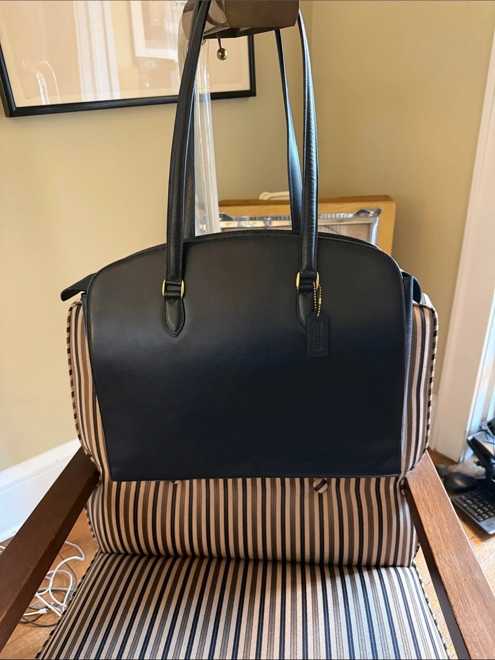 Vintage Coach Arcadia Tote laptop bag 4409 Navy Madison collection Italy